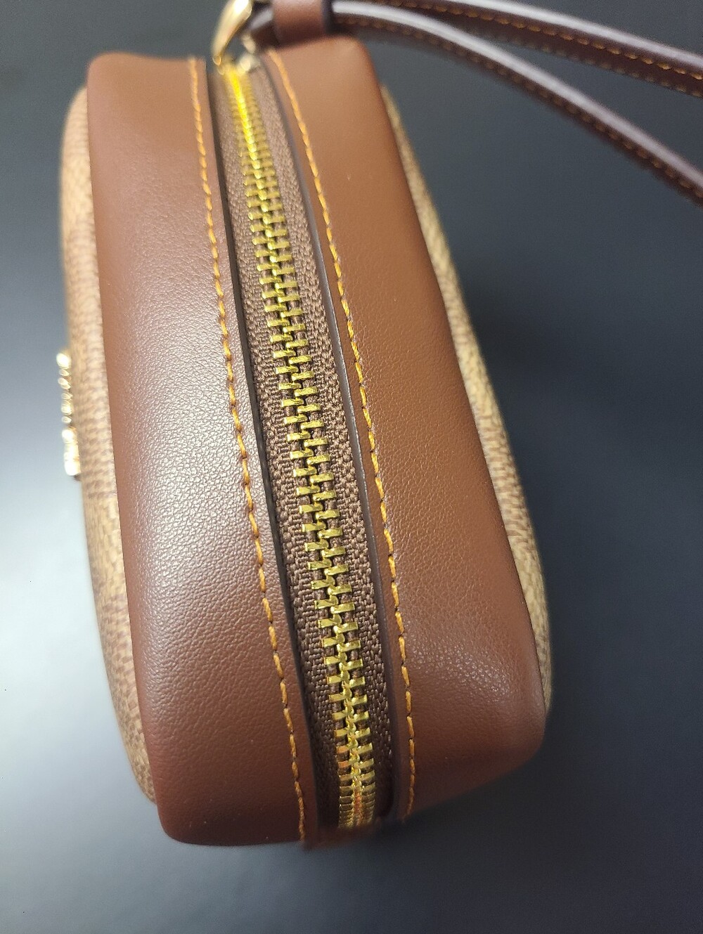 Coach Tan and Brown Signature Canvas Pouch Wristlet NWT - Picture 2 of 9